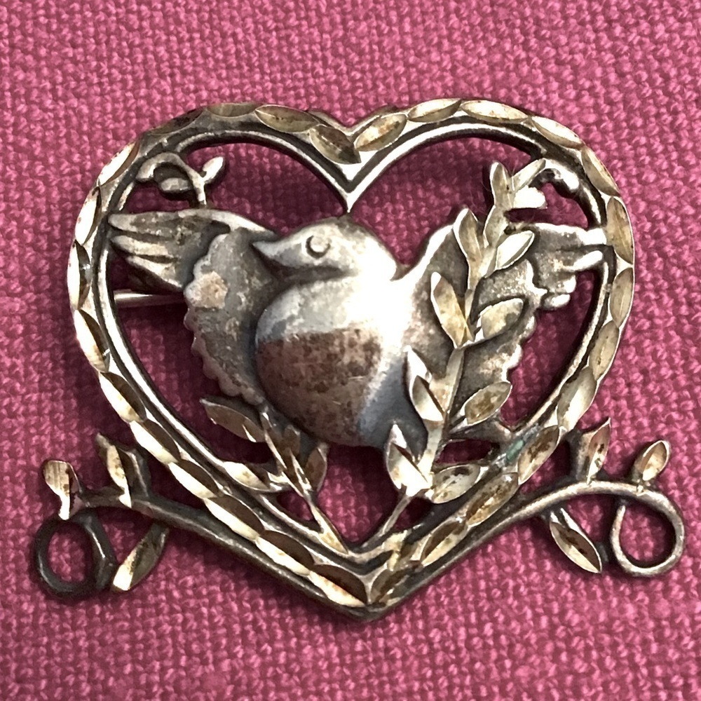 Sterling Silver Heart Brooch